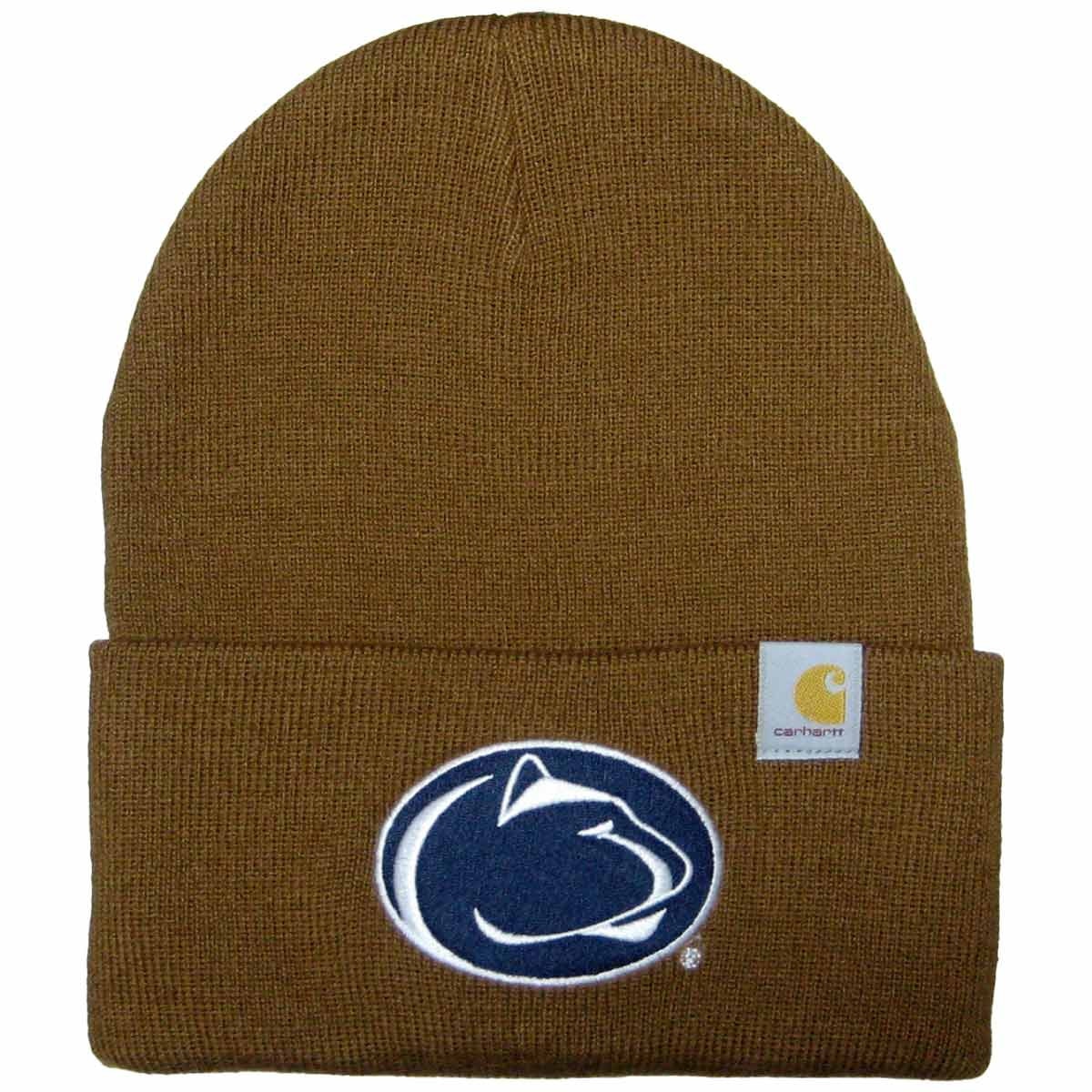 brown Carhartt beanie with embroidered Penn State Athletic Logo